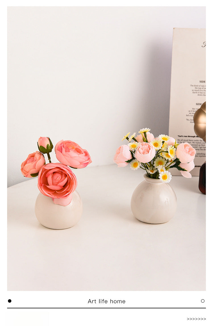 Mini Ceramic Vase and Artificial Flower Suit