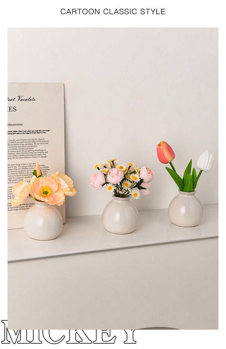 Mini Ceramic Vase and Artificial Flower Suit