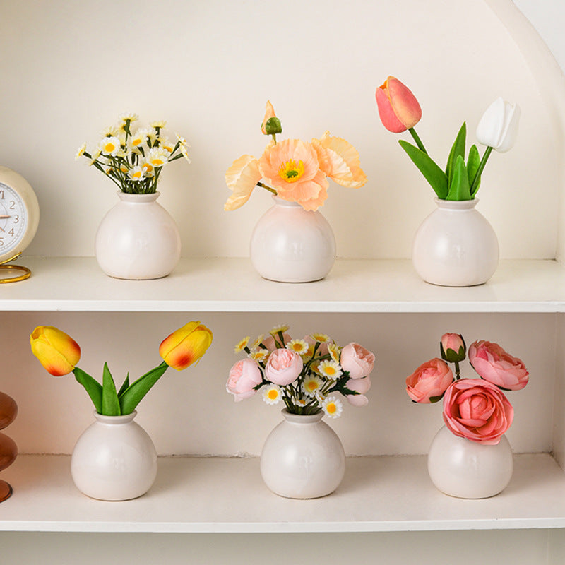 Mini Ceramic Vase and Artificial Flower Suit