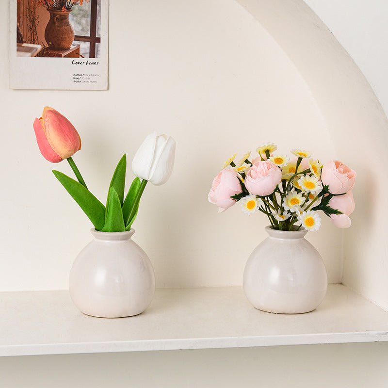 Mini Ceramic Vase and Artificial Flower Suit