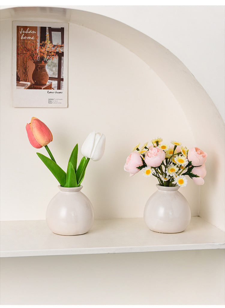 Mini Ceramic Vase and Artificial Flower Suit