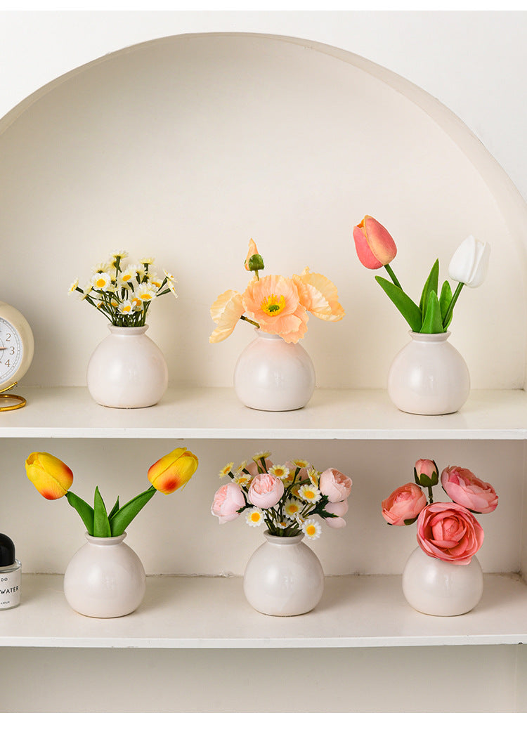 Mini Ceramic Vase and Artificial Flower Suit